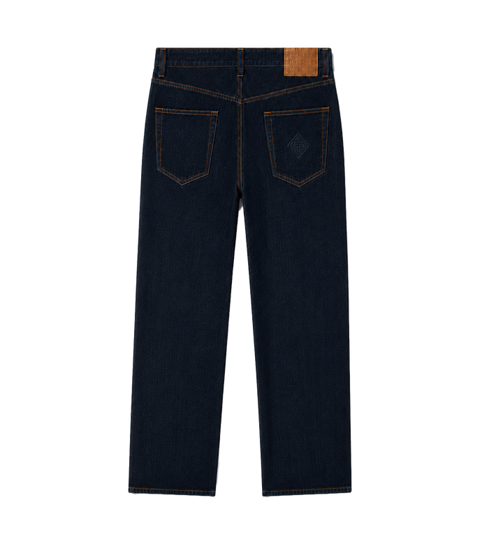 Raw Denim Straight-Leg Jeans Indigo