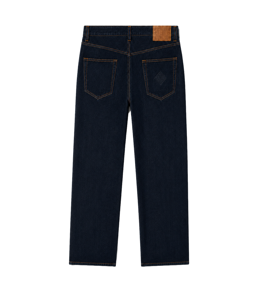 Raw Denim Straight-Leg Jeans Indigo