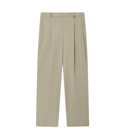 Pleated Straight-Leg Trousers in Light Brown