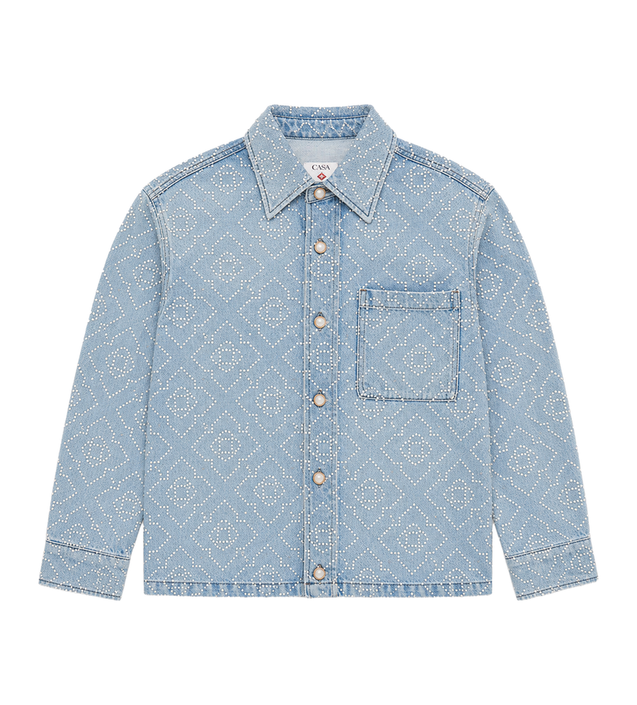 Casablanca Pearl Monogram Denim Shirt in Blue