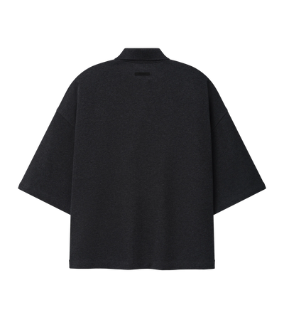Panelled Crop Polo Iron Grey Heather / Seal Heather
