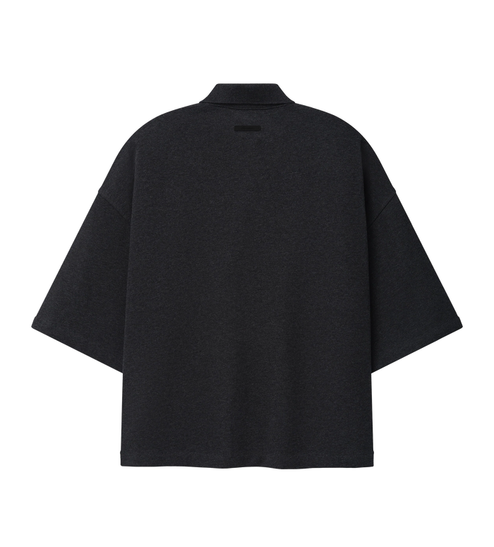 Panelled Crop Polo Iron Grey Heather / Seal Heather