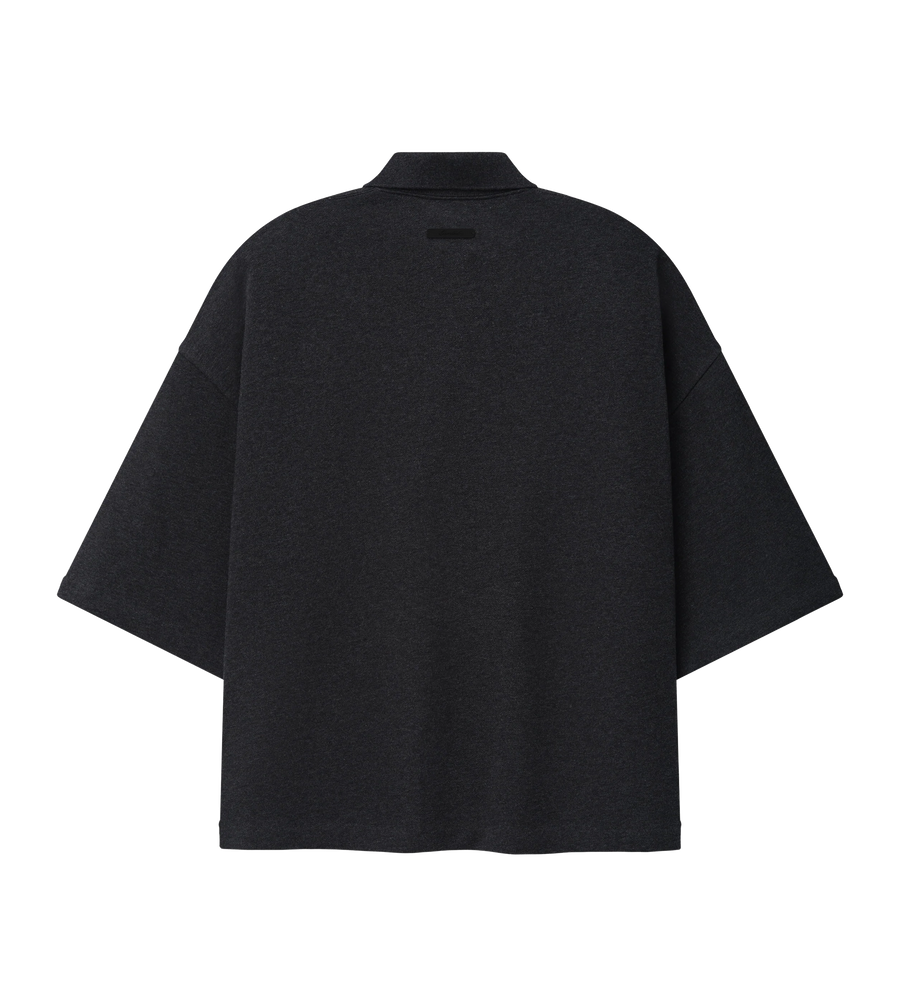Panelled Crop Polo Iron Grey Heather / Seal Heather