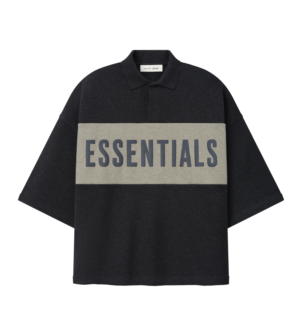 Panelled Crop Polo Iron Grey Heather / Seal Heather
