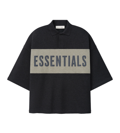 Panelled Crop Polo Iron Grey Heather / Seal Heather