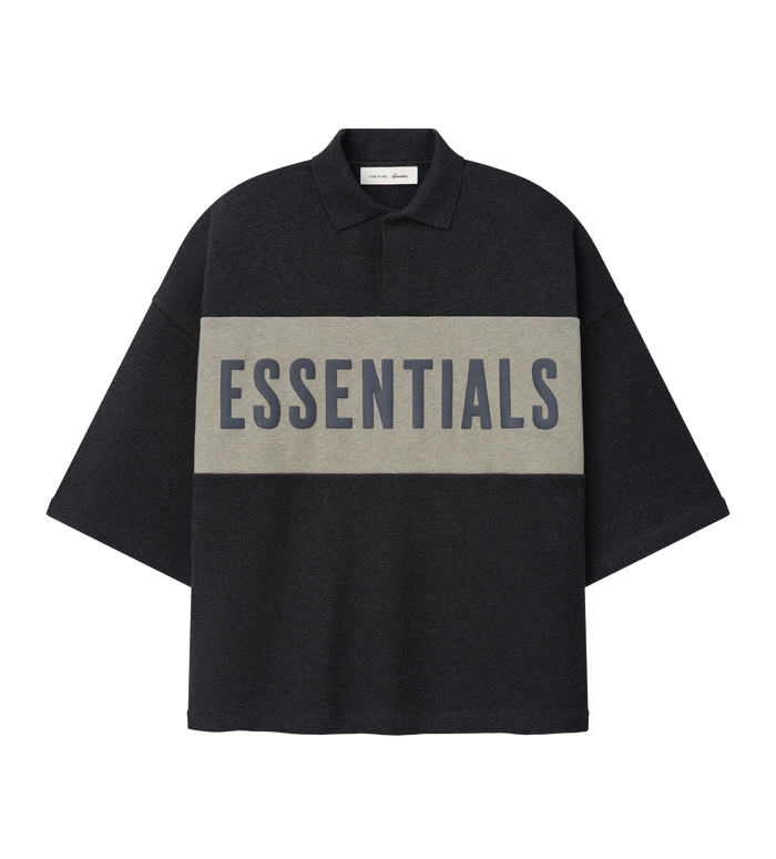 Panelled Crop Polo Iron Grey Heather / Seal Heather