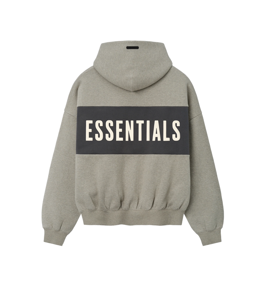 Cropped Relaxed Panelled Hoodie Seal Heather / Iron Grey