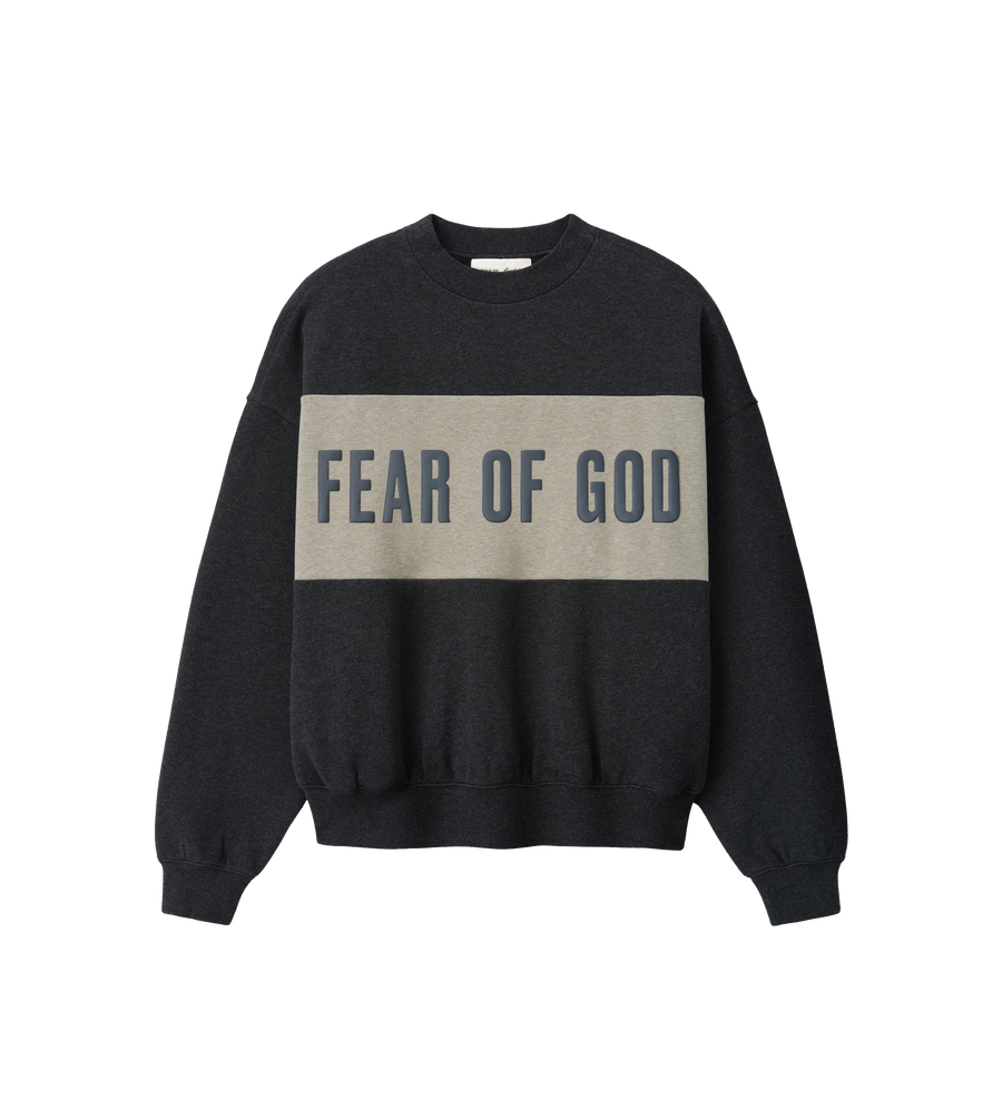 Cropped Relaxed Panelled Sweatshirt Iron Grey Heather / Seal Heather