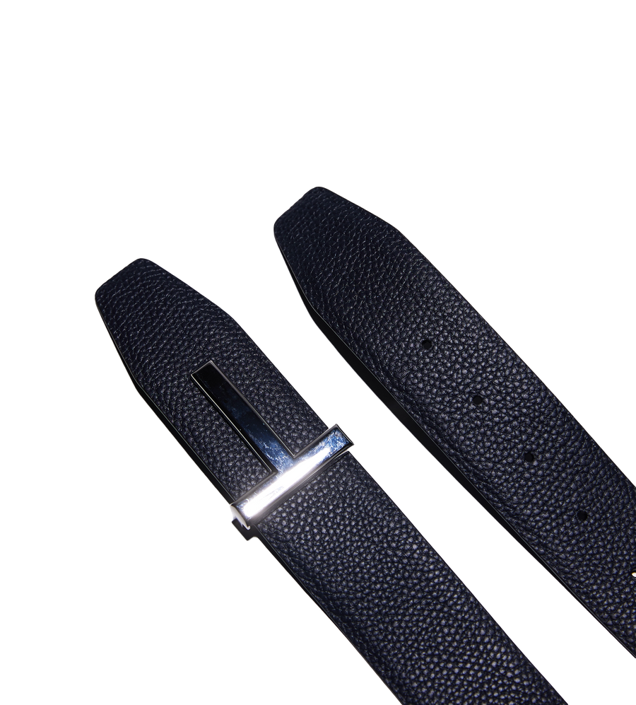 Soft Grain Leather T Icon Belt Dark Navy