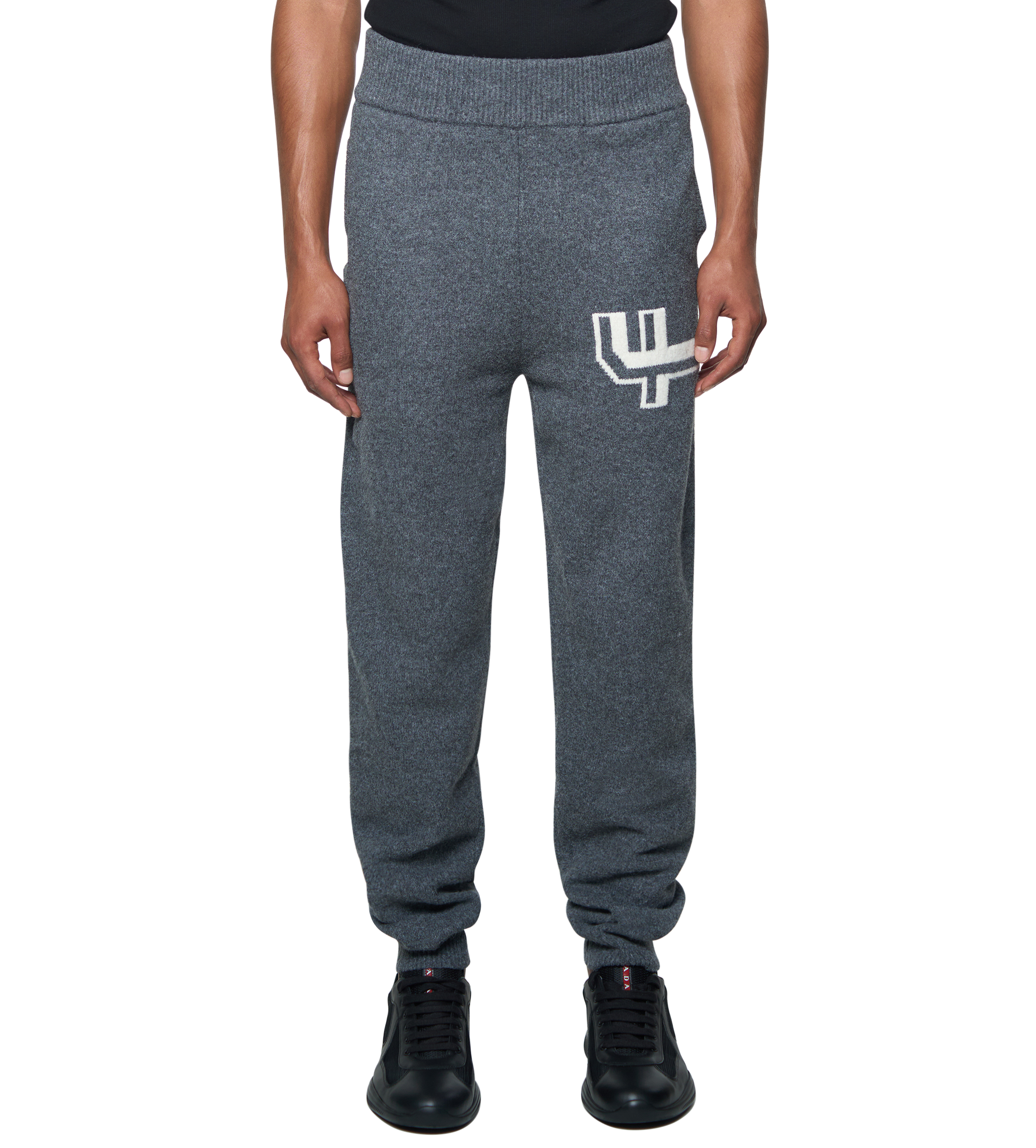 Knitted Pants Cuffed Dark Grey/ White