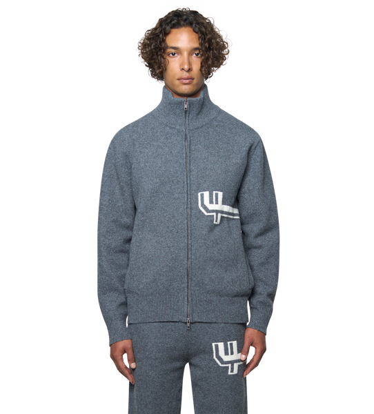 ♨️ Knitted Zip Up Dark Grey/ White – FOUR Amsterdam