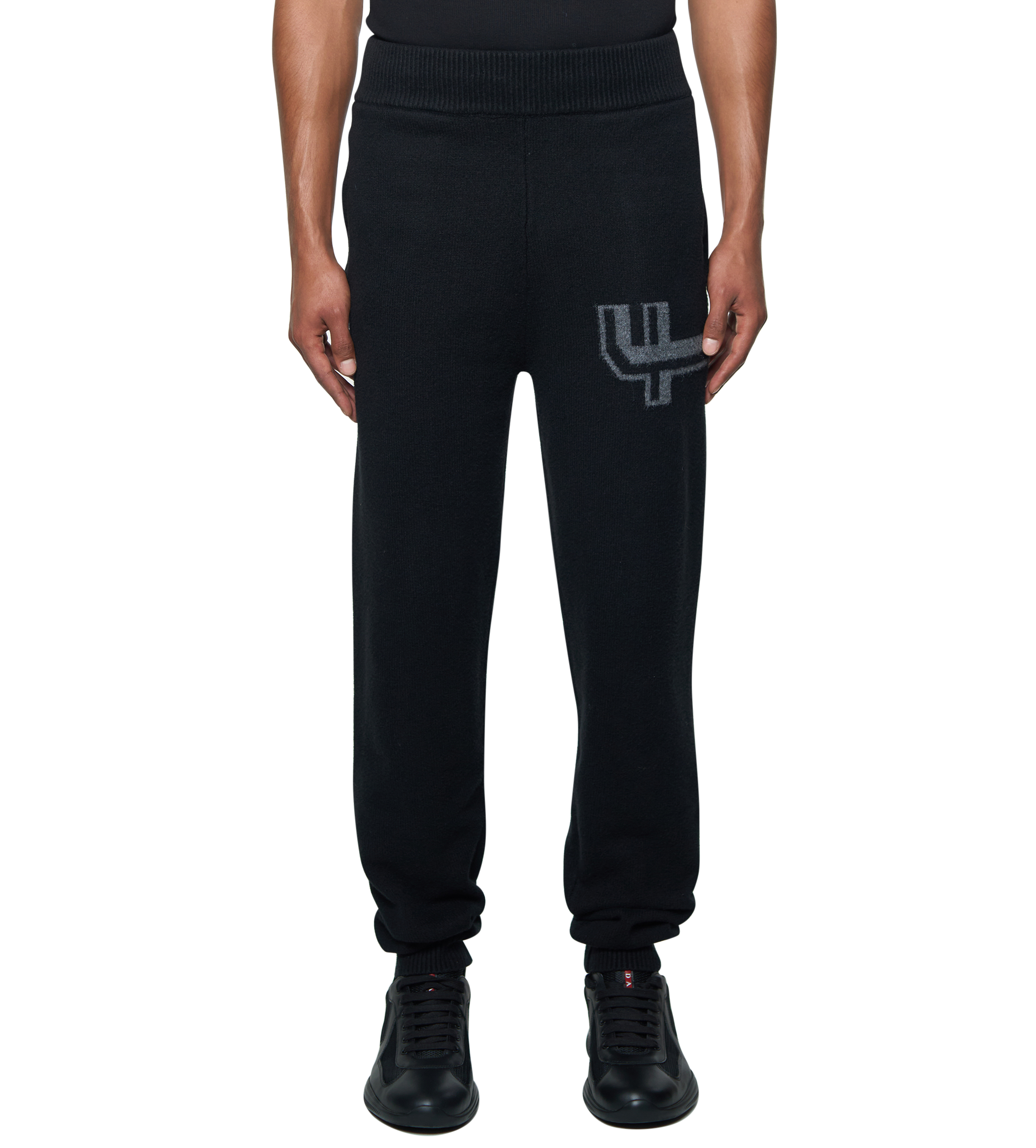 Knitted Pants Cuffed Black/ Dark Grey
