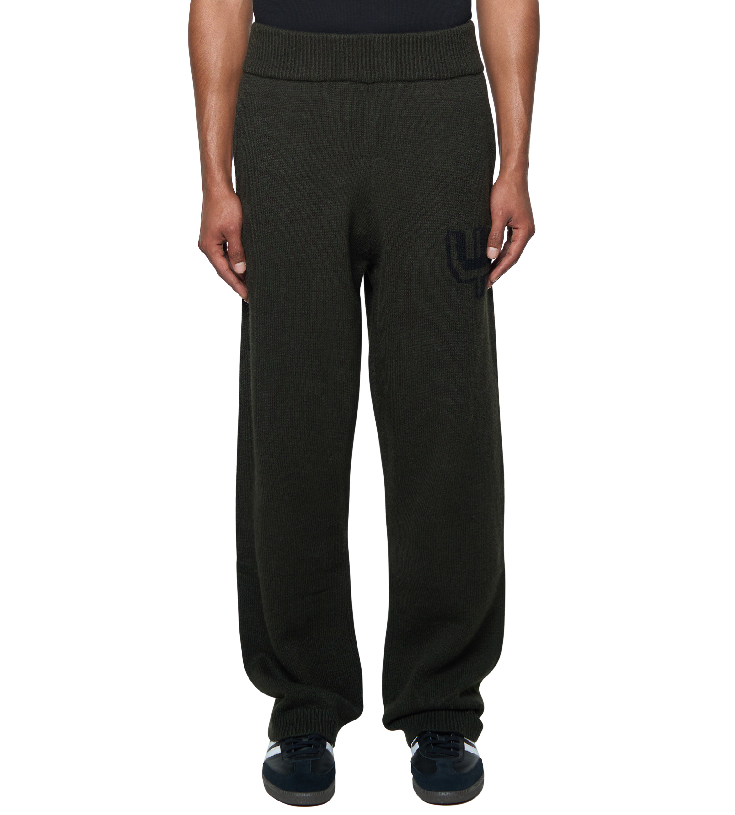 Knitted Pants Dark Green/ Black
