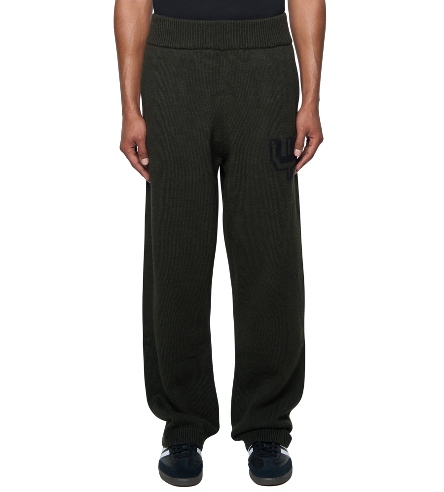 Knitted Pants Dark Green/ Black