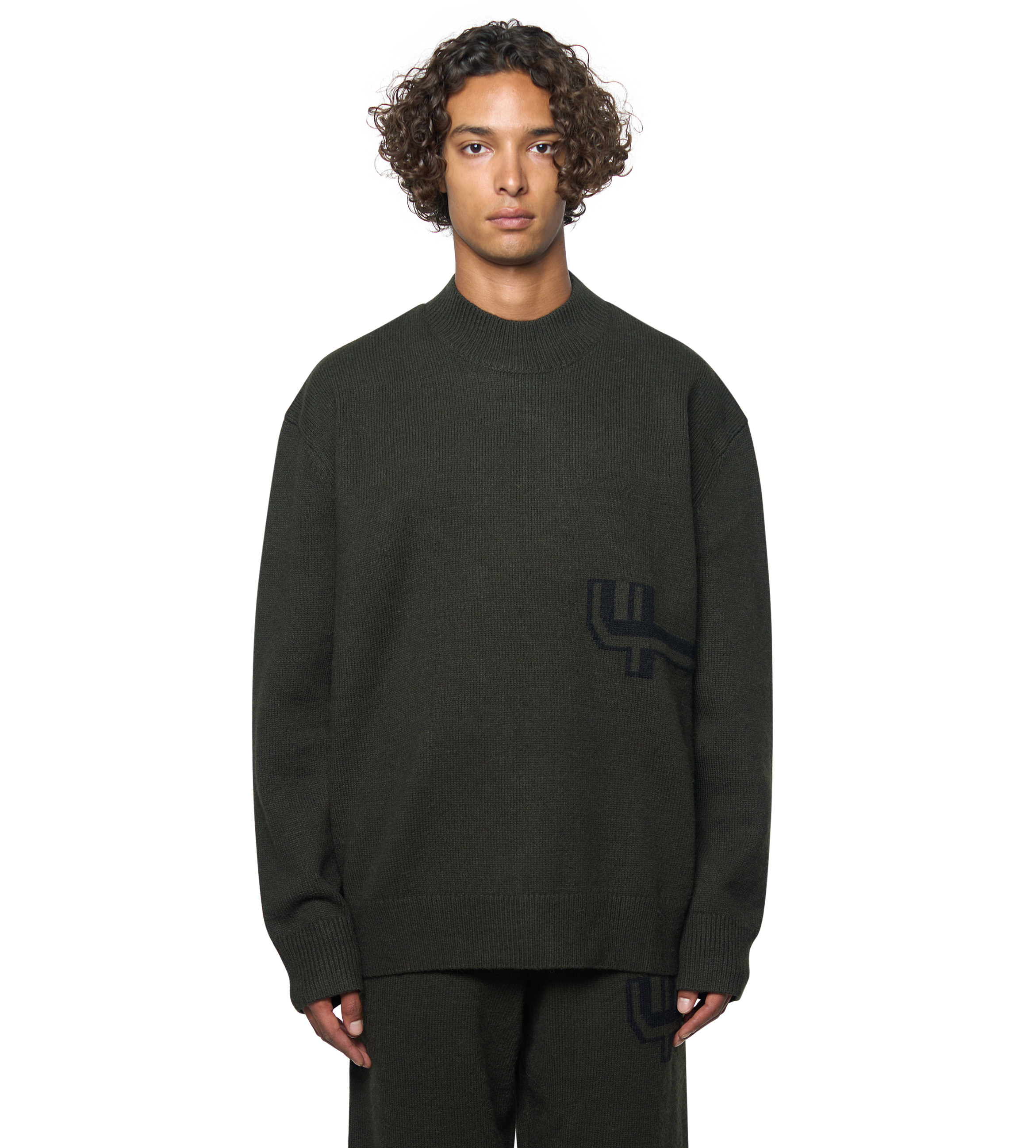 Knitted Crewneck Dark Green/ Black