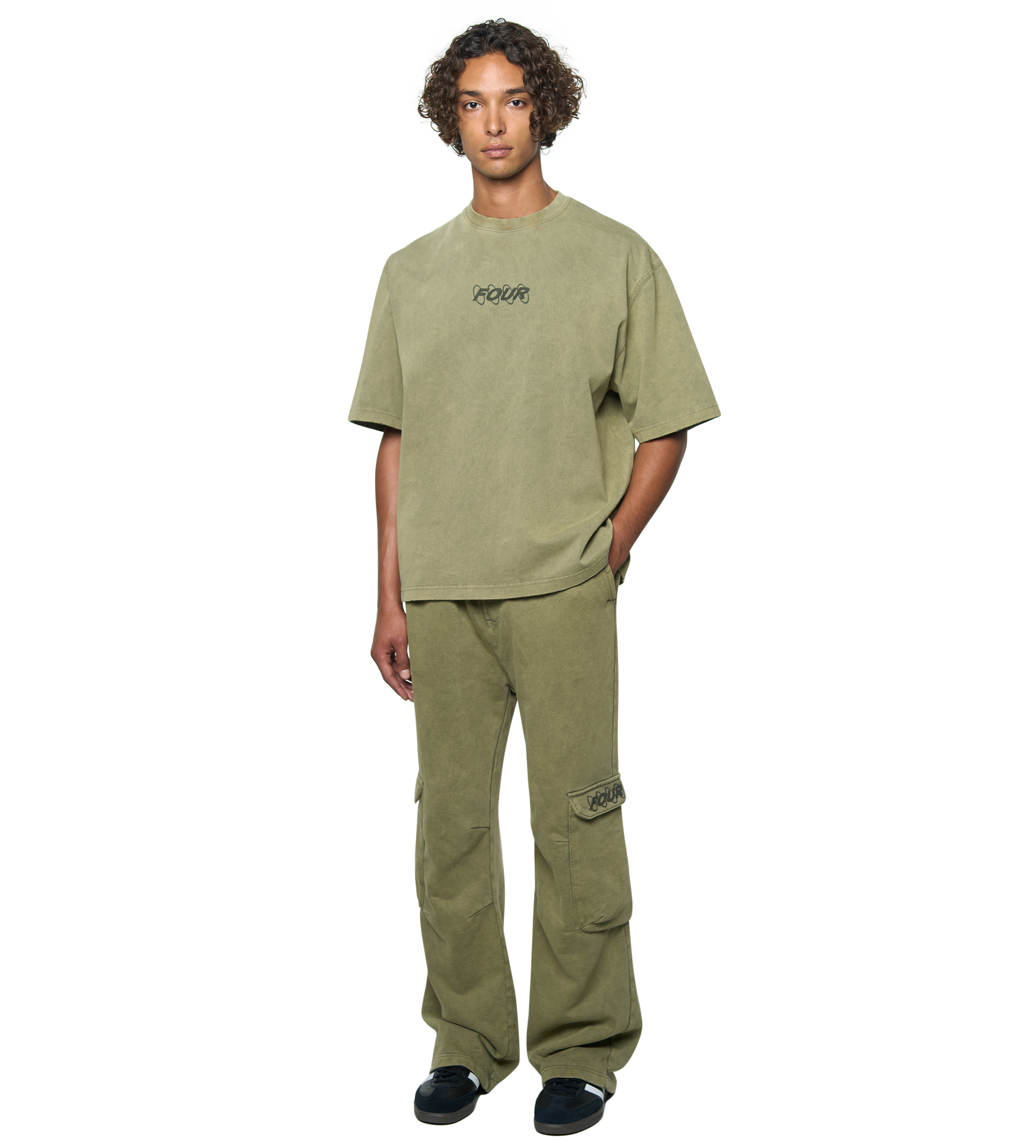 Circles Cargo Sweatpants Washed Moss Green