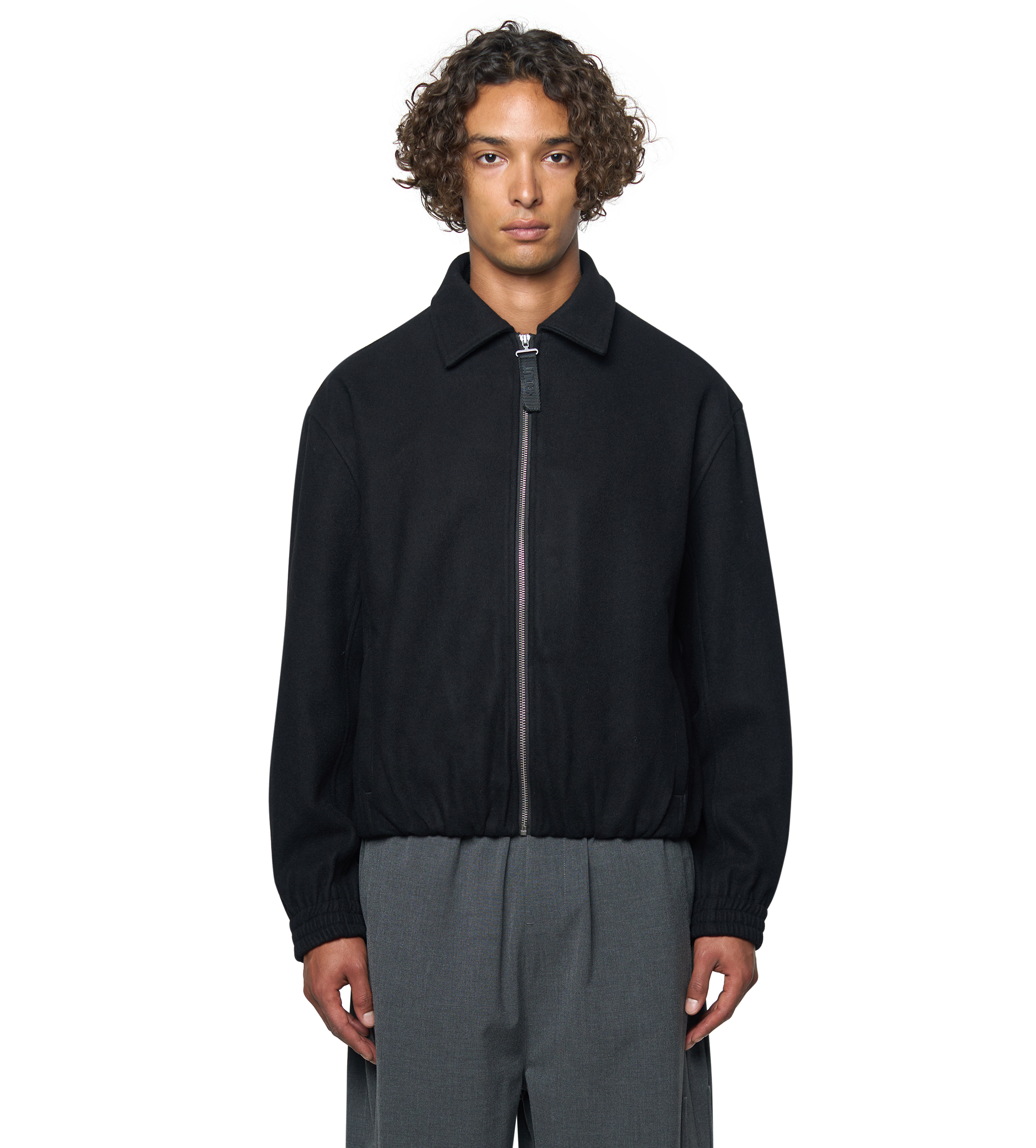 Logo Wool Square Jacket Black