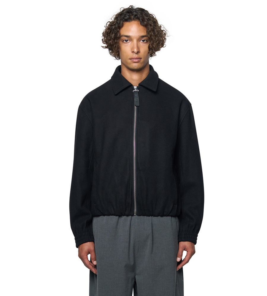 Logo Wool Square Jacket Black