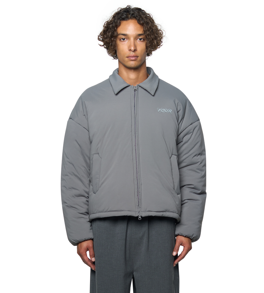 Circles Light Padded Nylon Shirt Jacket Dark Grey