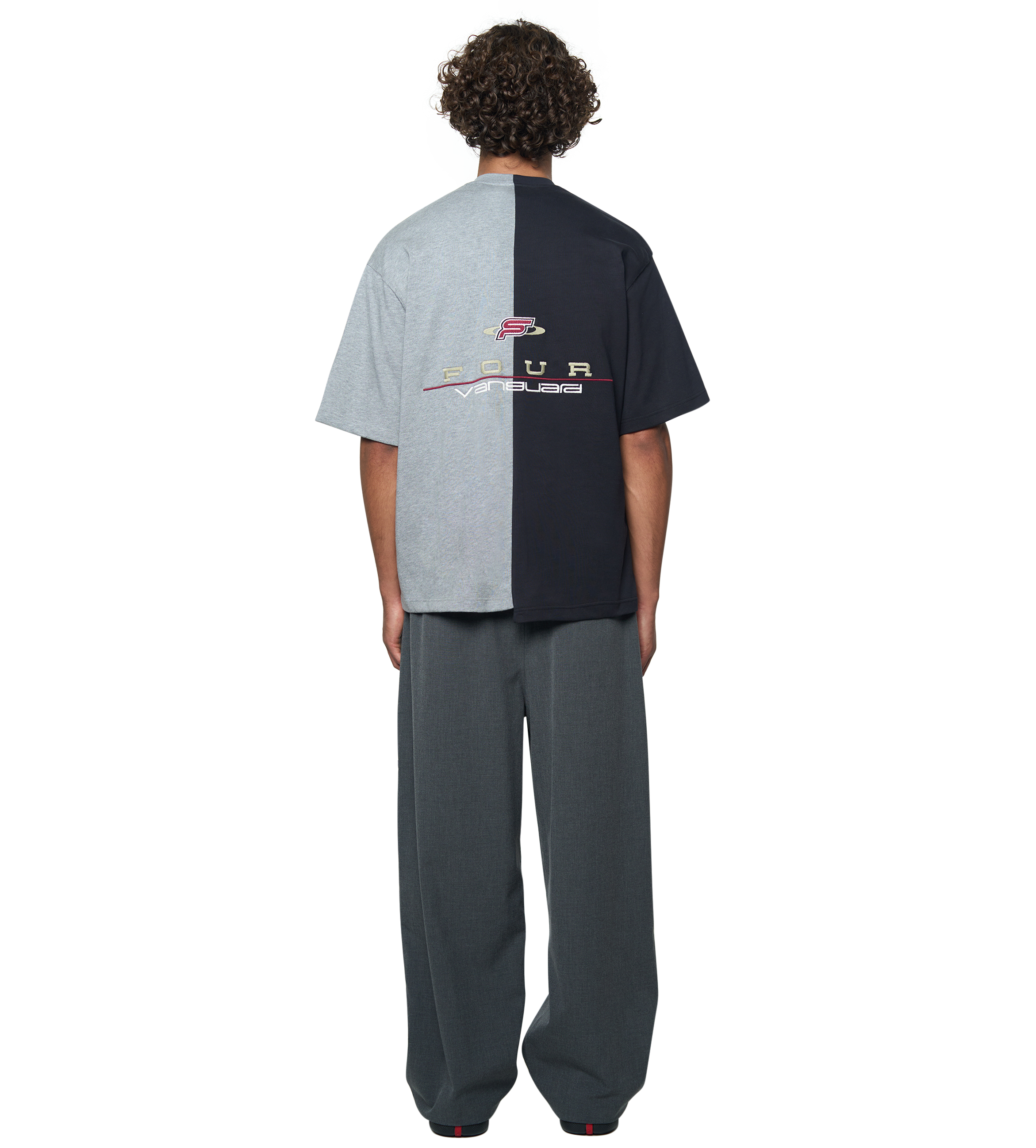Split T-Shirt Black/ Grey Melange