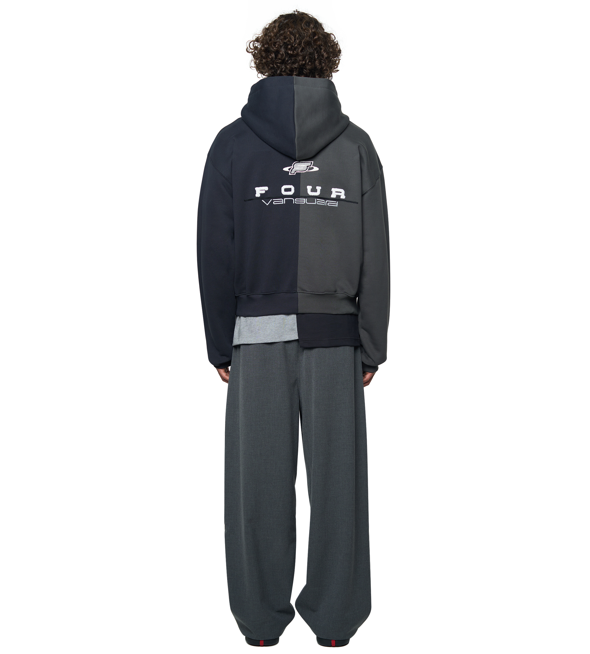 Split Zip Up Hoodie Black/ Raven