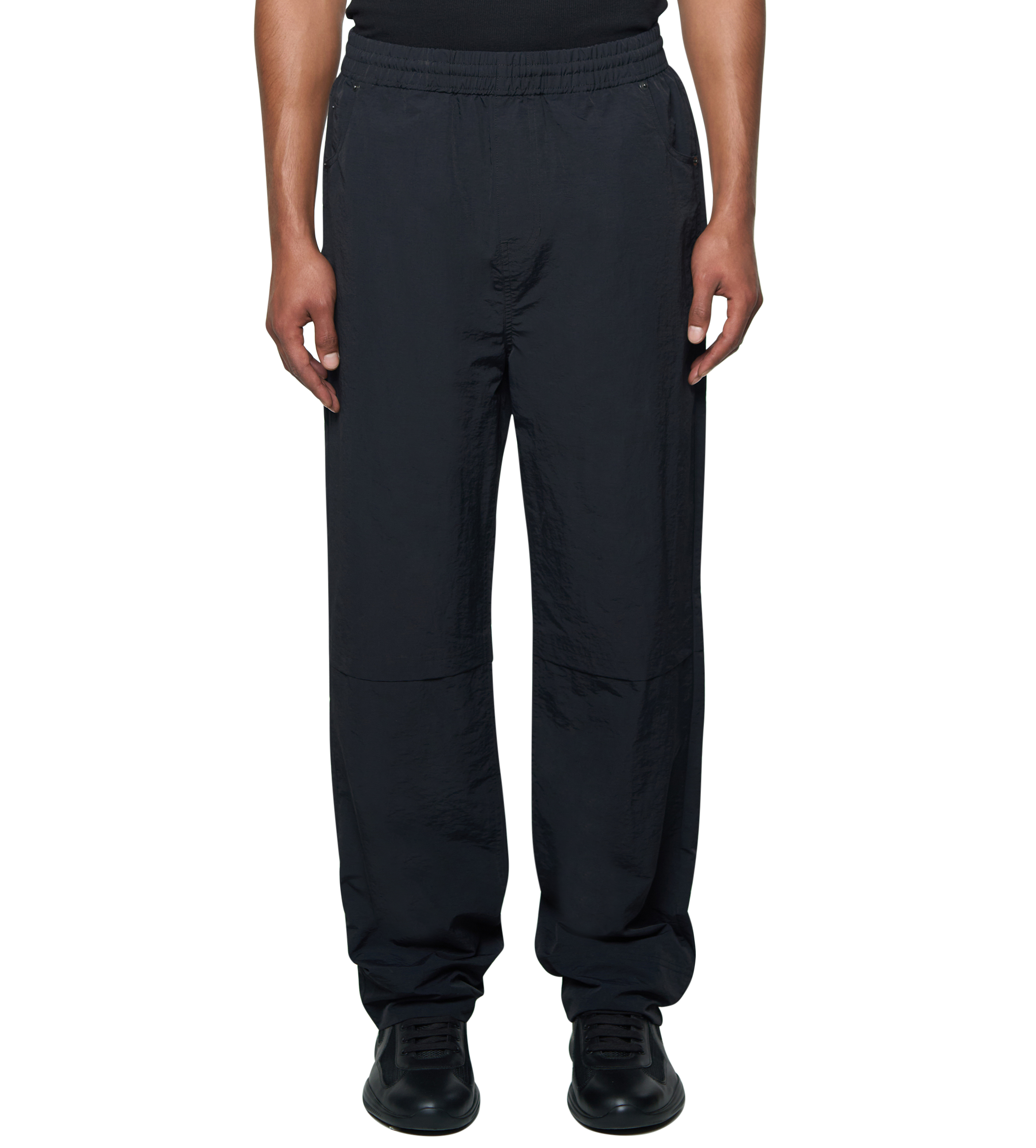 Square Logo Double Layered Pants Black