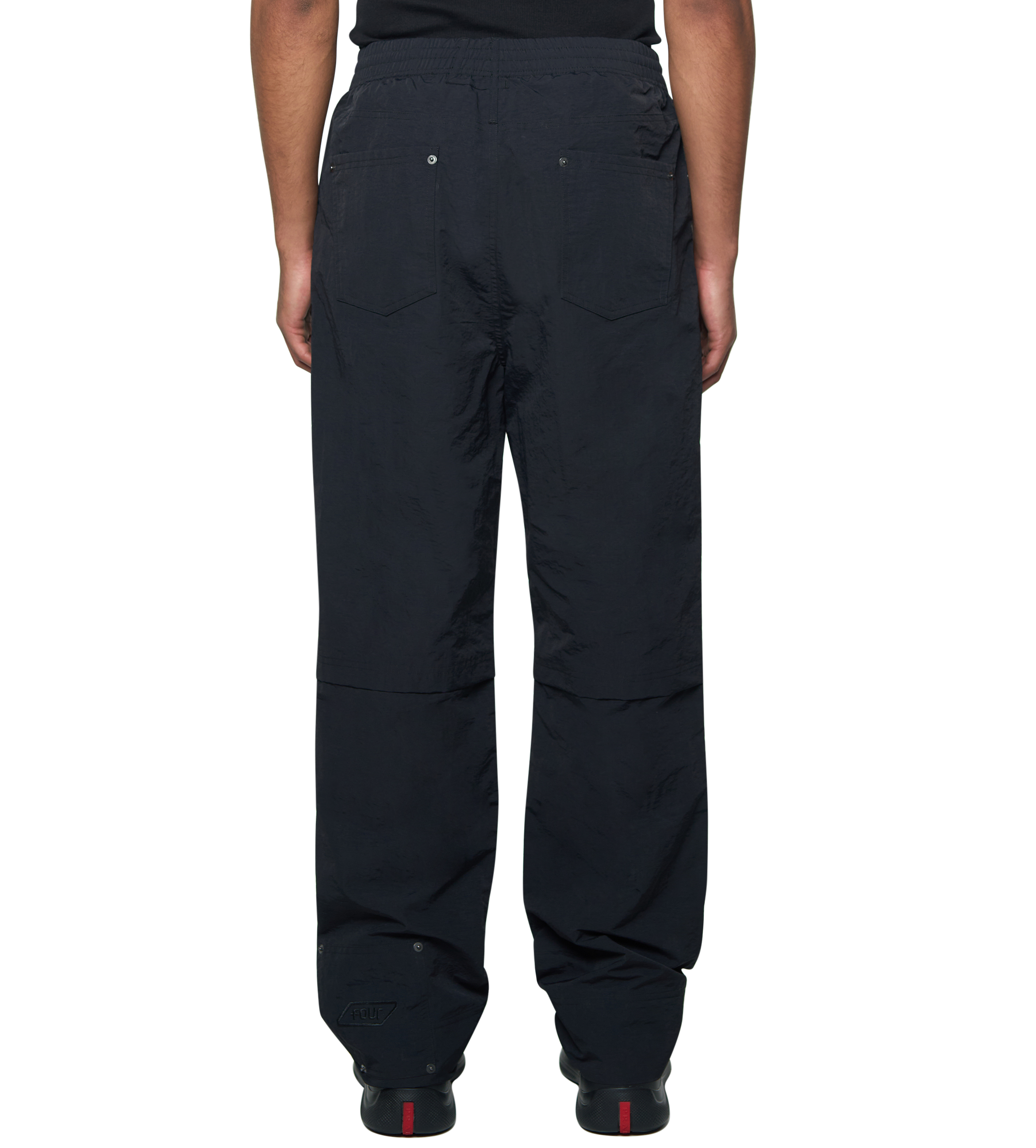 Square Logo Double Layered Pants Black