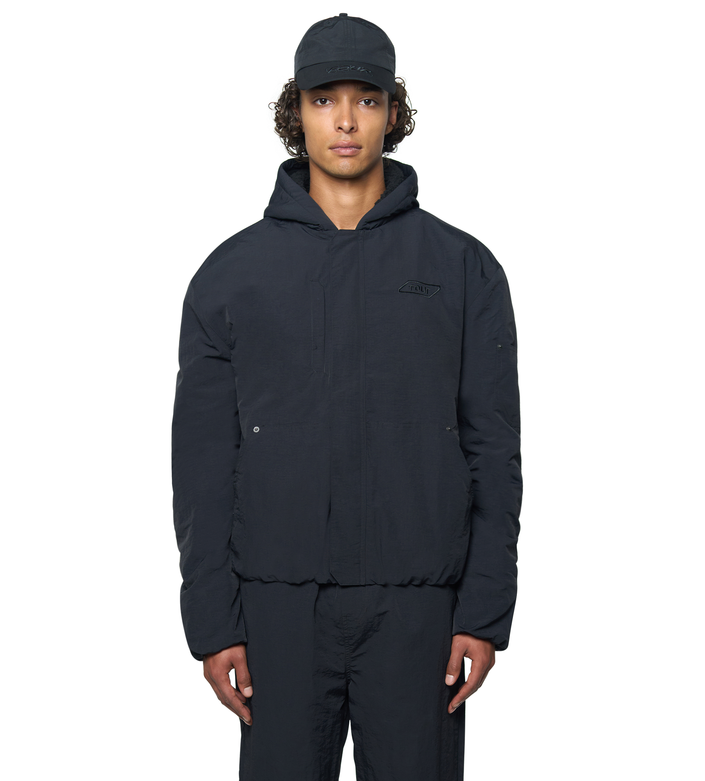 Square Logo Double Layered Jacket Black