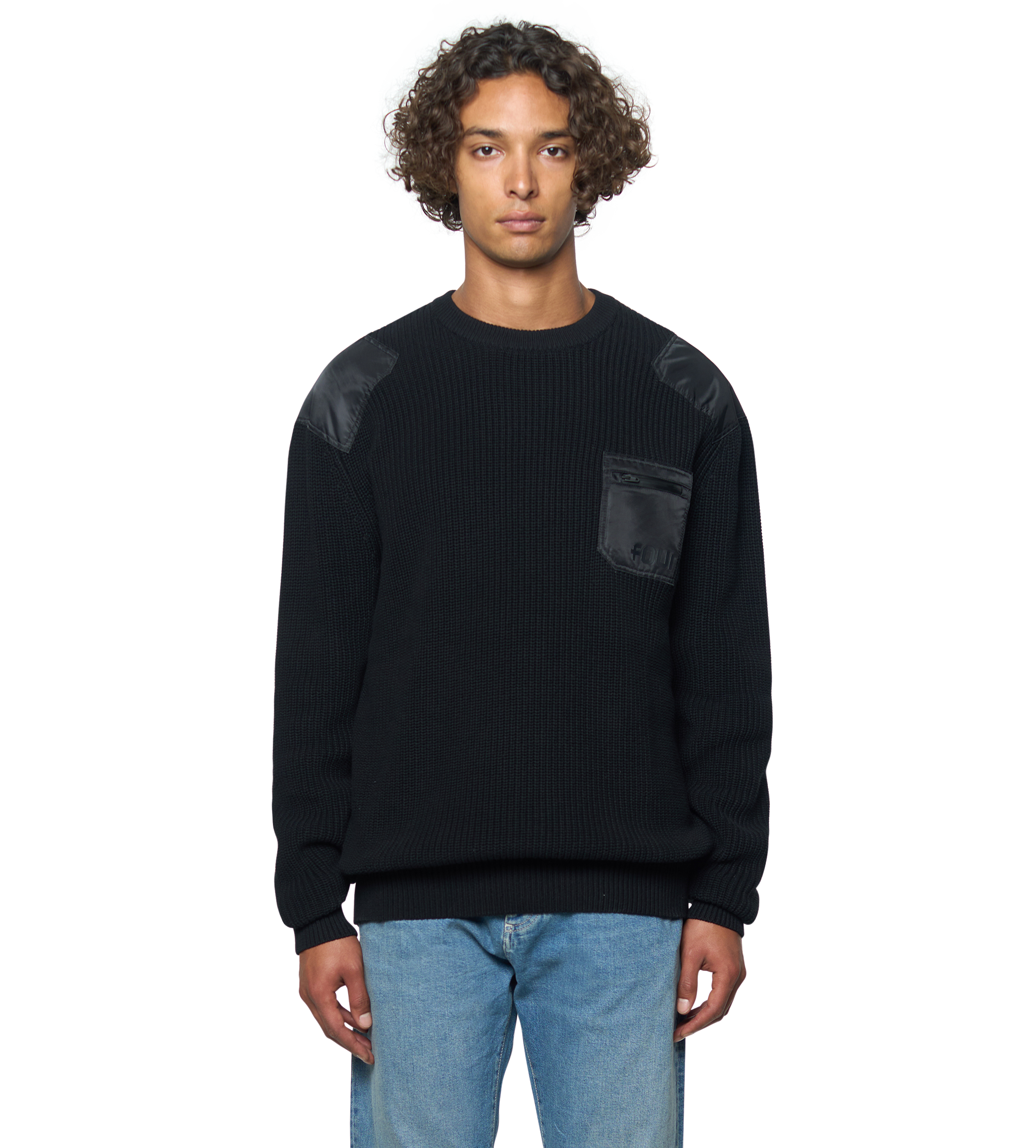 Logo Knitted Crewneck Nylon Black