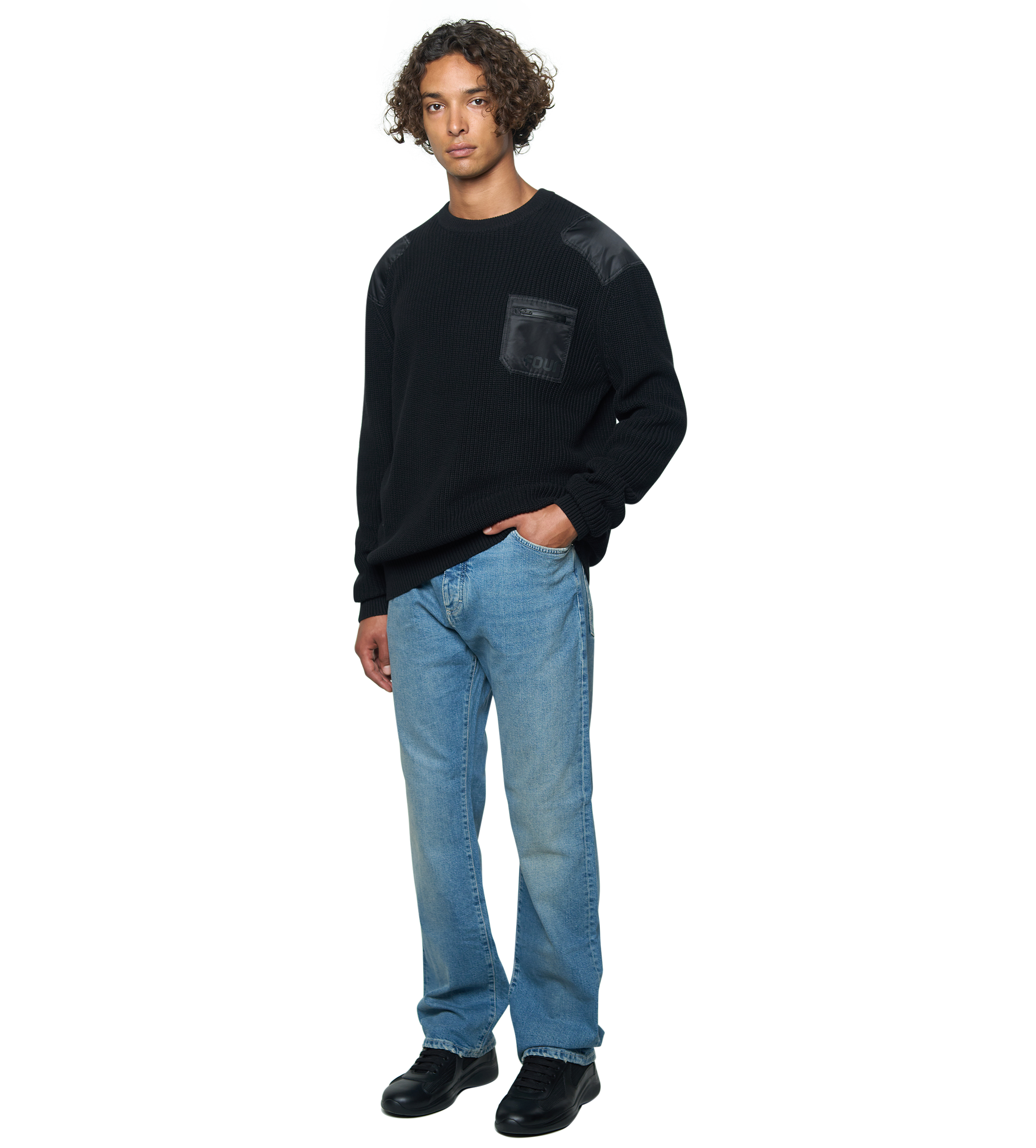 Logo Knitted Crewneck Nylon Black