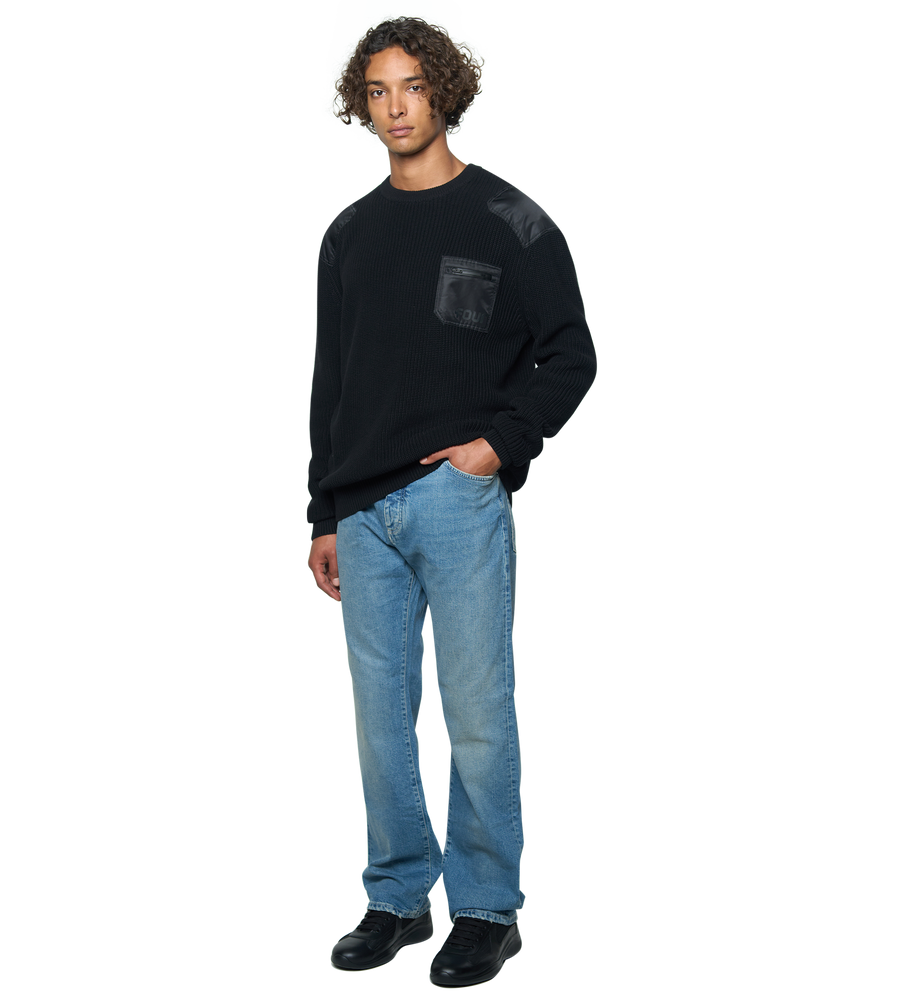 Logo Knitted Crewneck Nylon Black