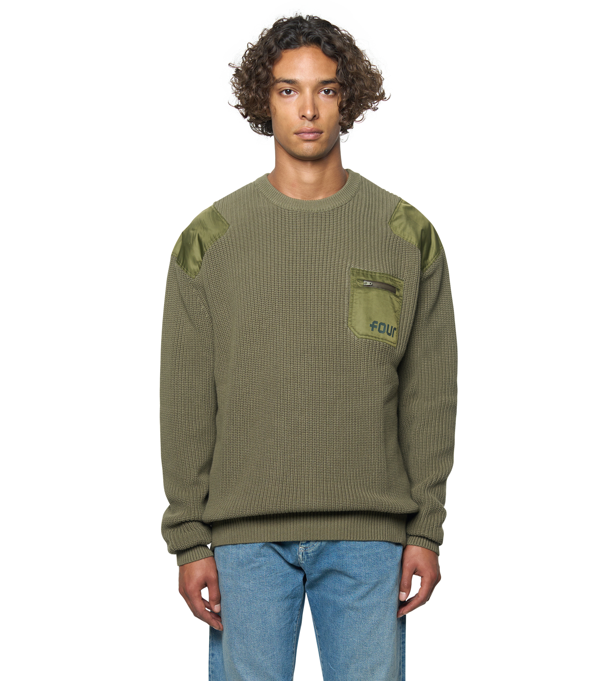 Logo Knitted Crewneck Nylon Moss Green
