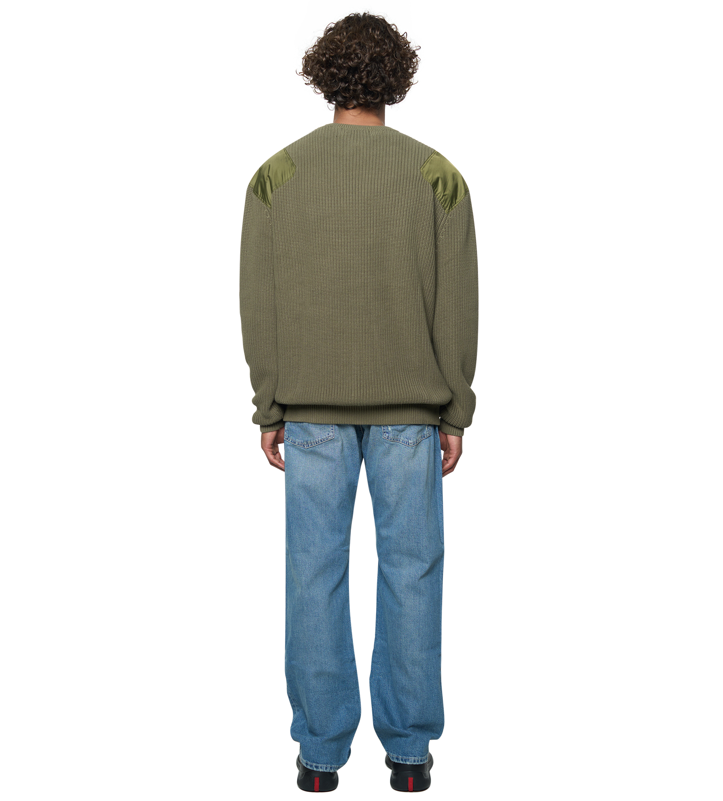 Logo Knitted Crewneck Nylon Moss Green