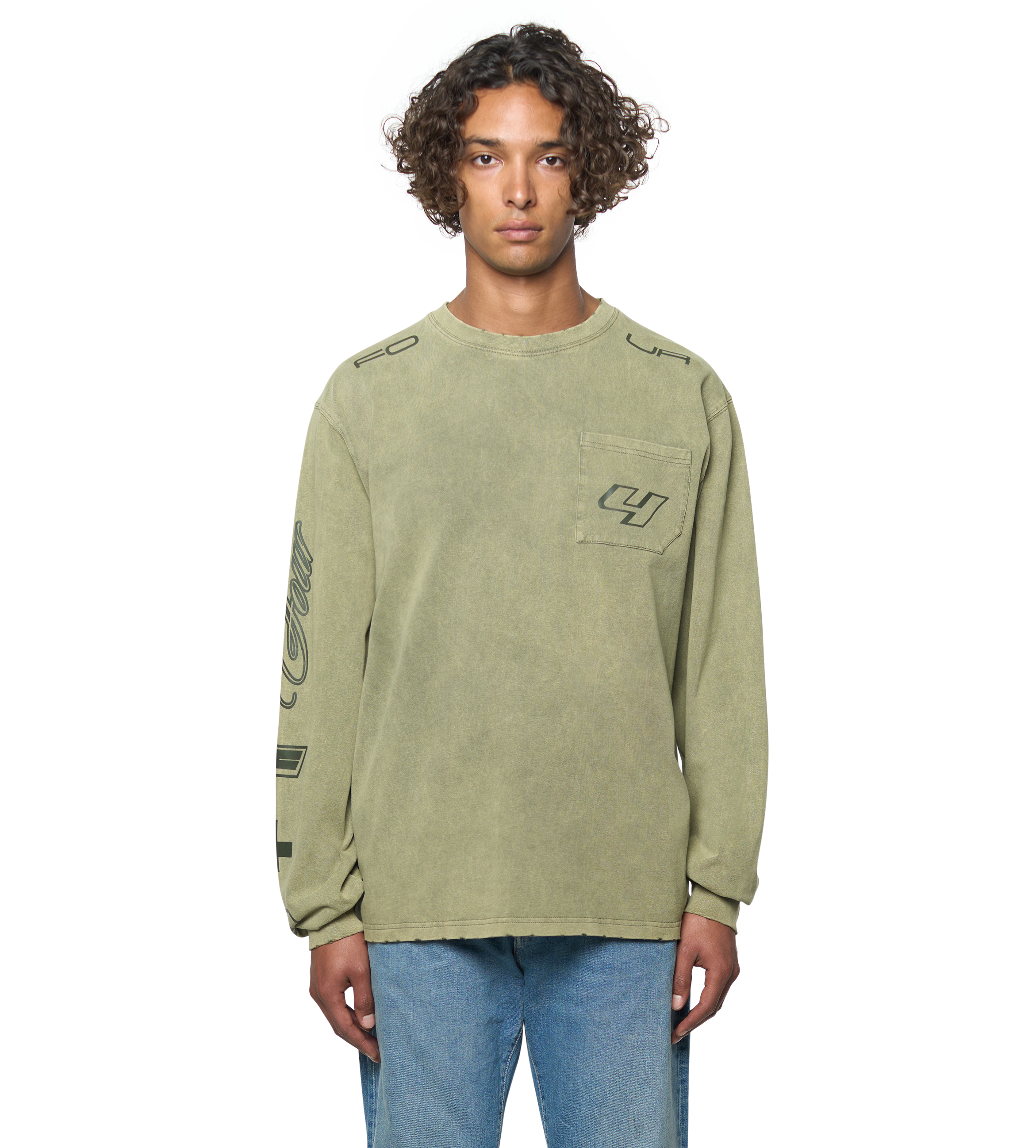 Race Comp Longsleeve T-Shirt Washed Moss Green