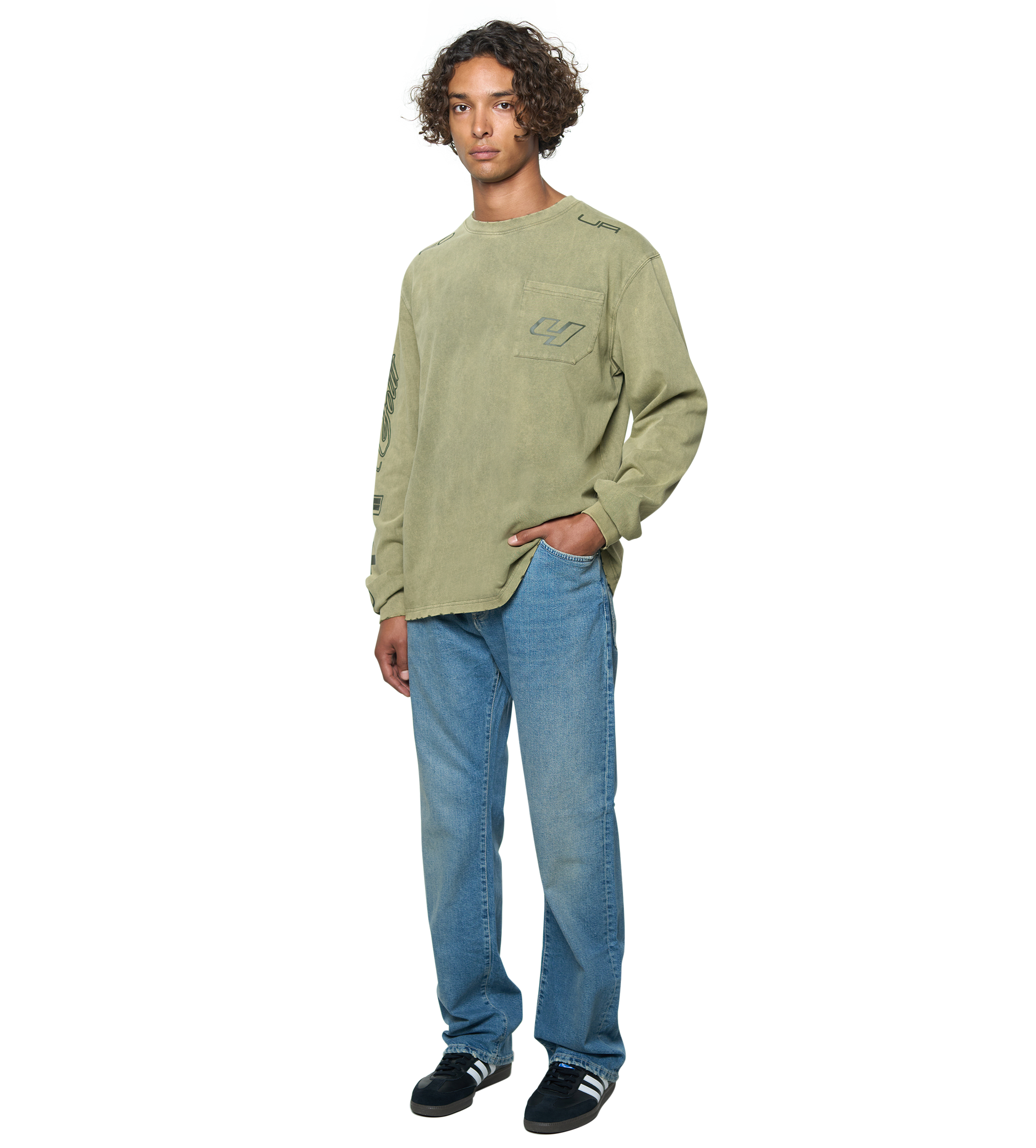Race Comp Longsleeve T-Shirt Washed Moss Green