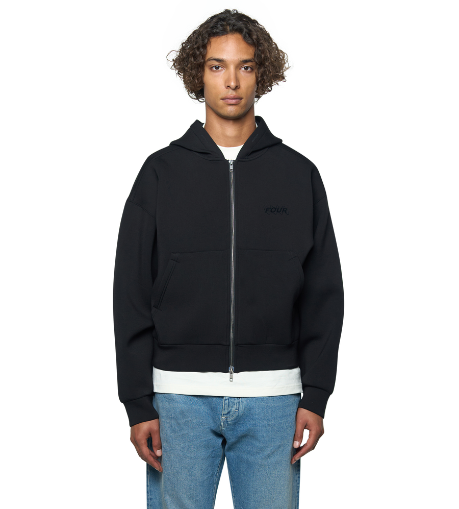 Circles Scuba Zip Up Hoodie Black