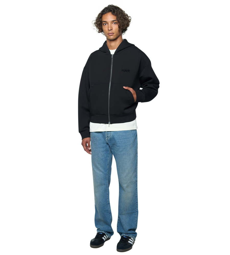 Circles Scuba Zip Up Hoodie Black