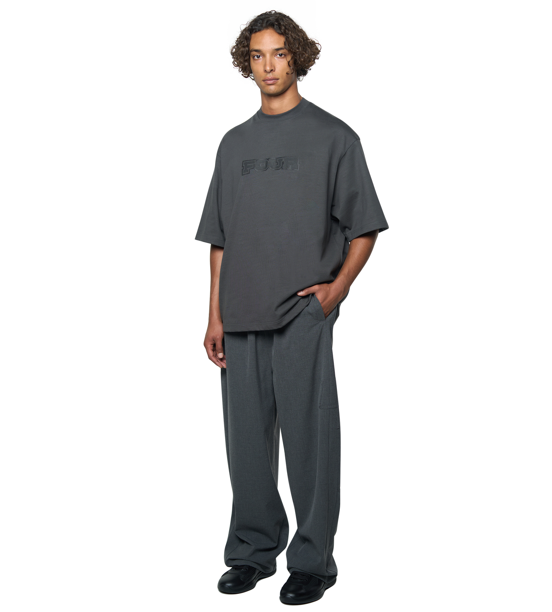 Logo Wool Pants Dark Grey