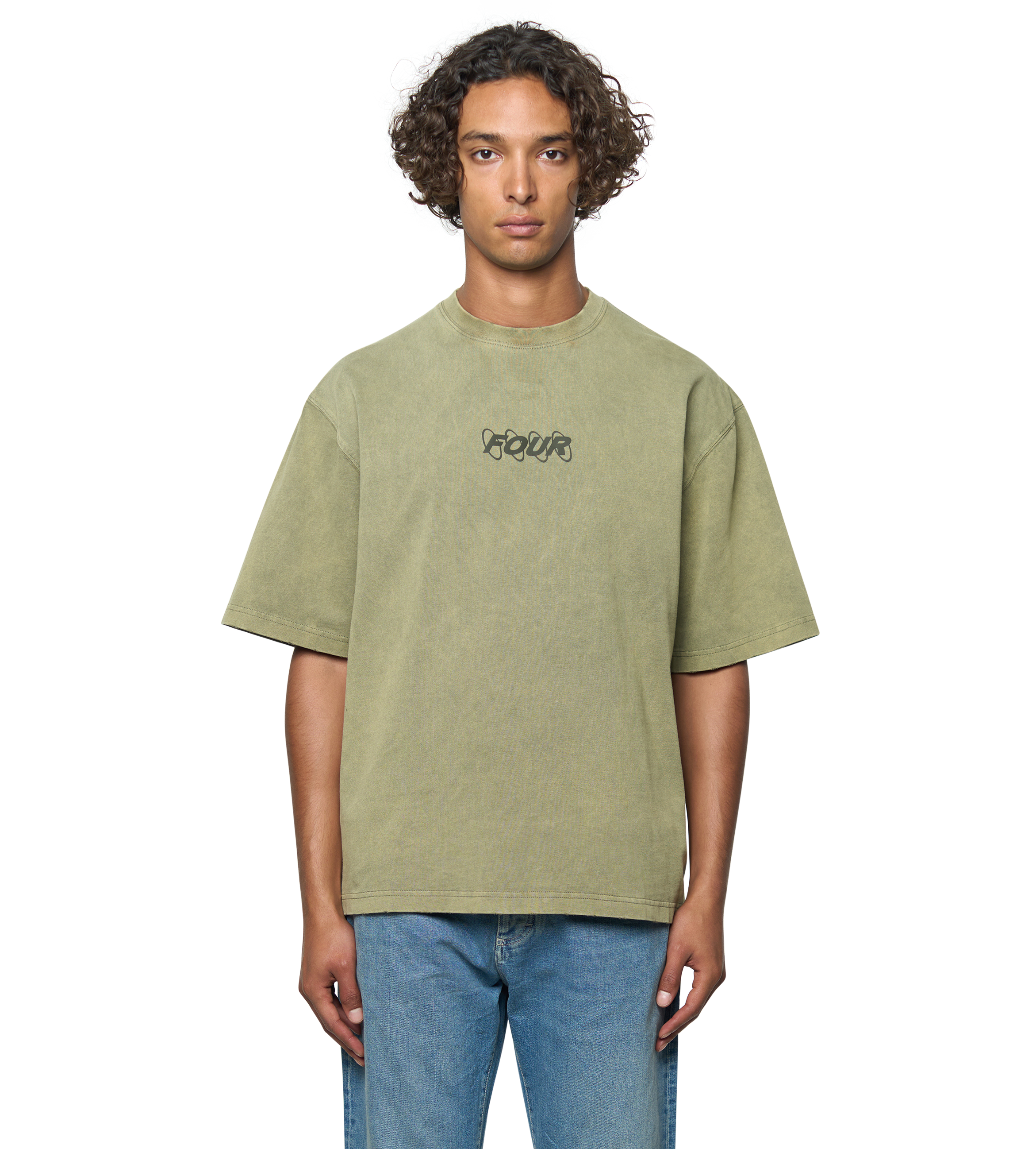 Circles Boxy T-Shirt Washed Moss Green