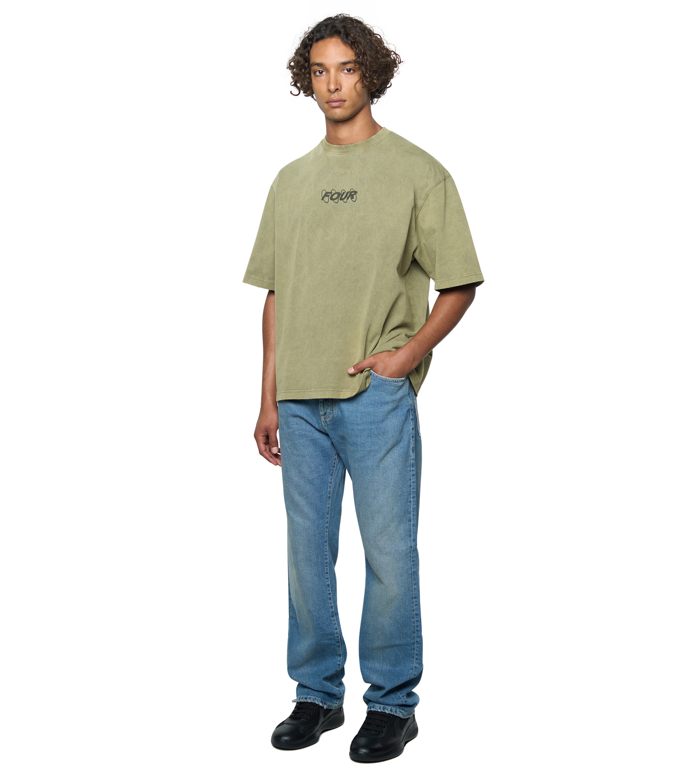 Circles Boxy T-Shirt Washed Moss Green
