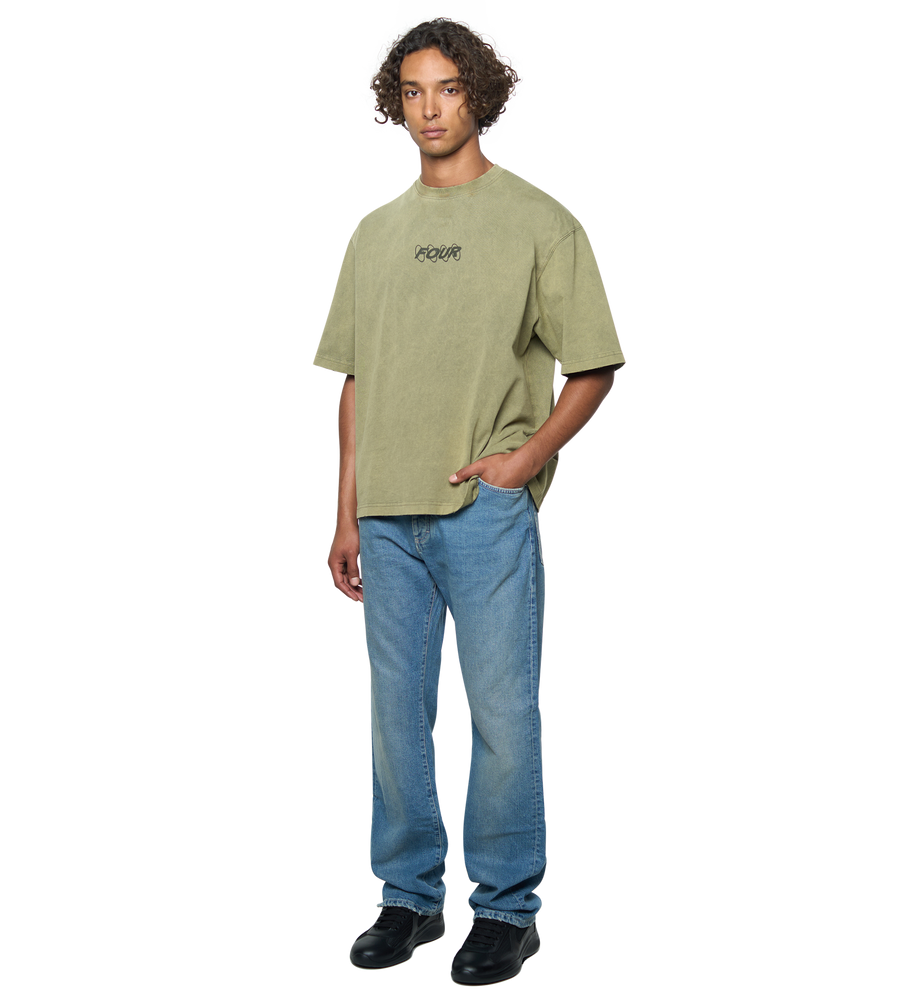 Circles Boxy T-Shirt Washed Moss Green