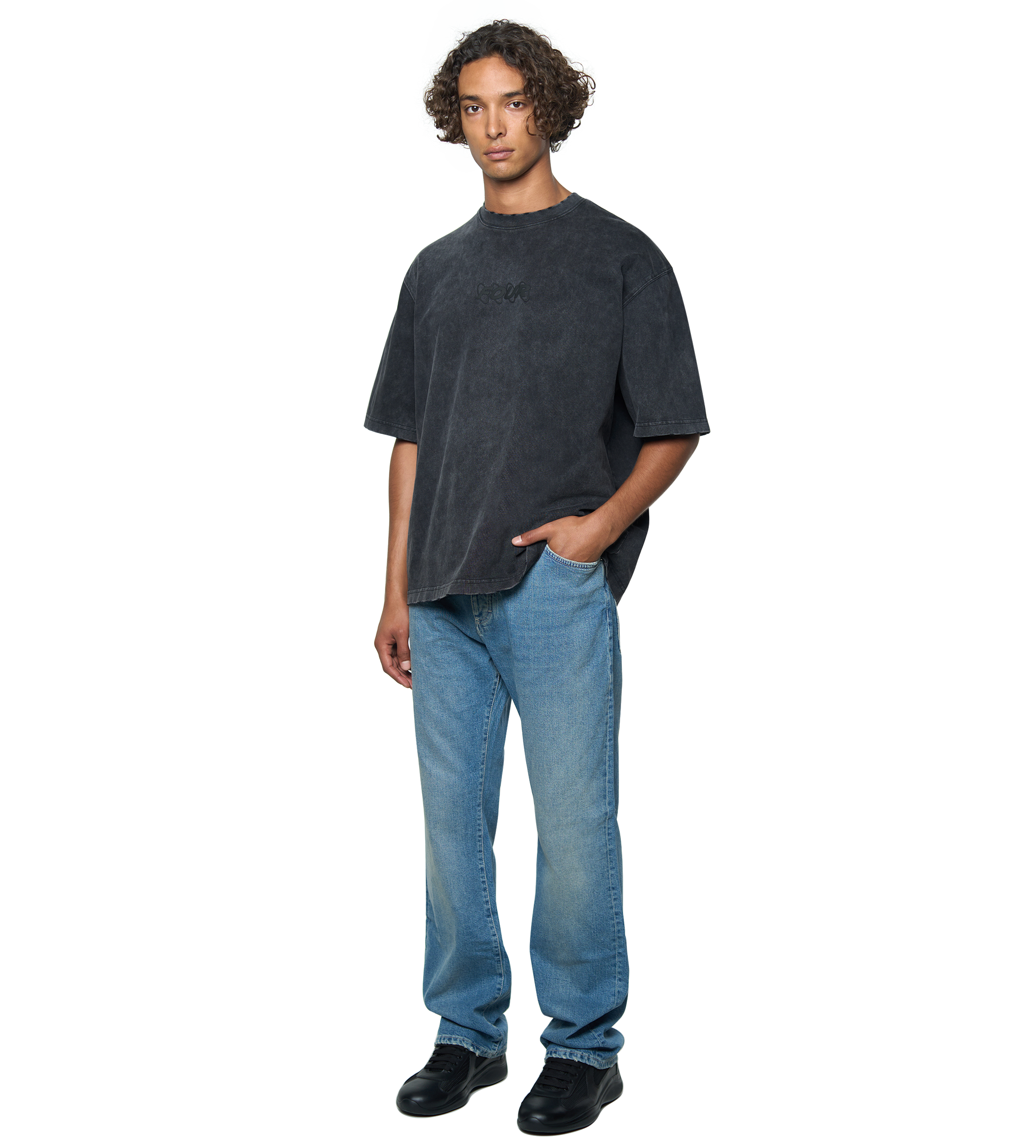 Circles Boxy T-Shirt Washed Black