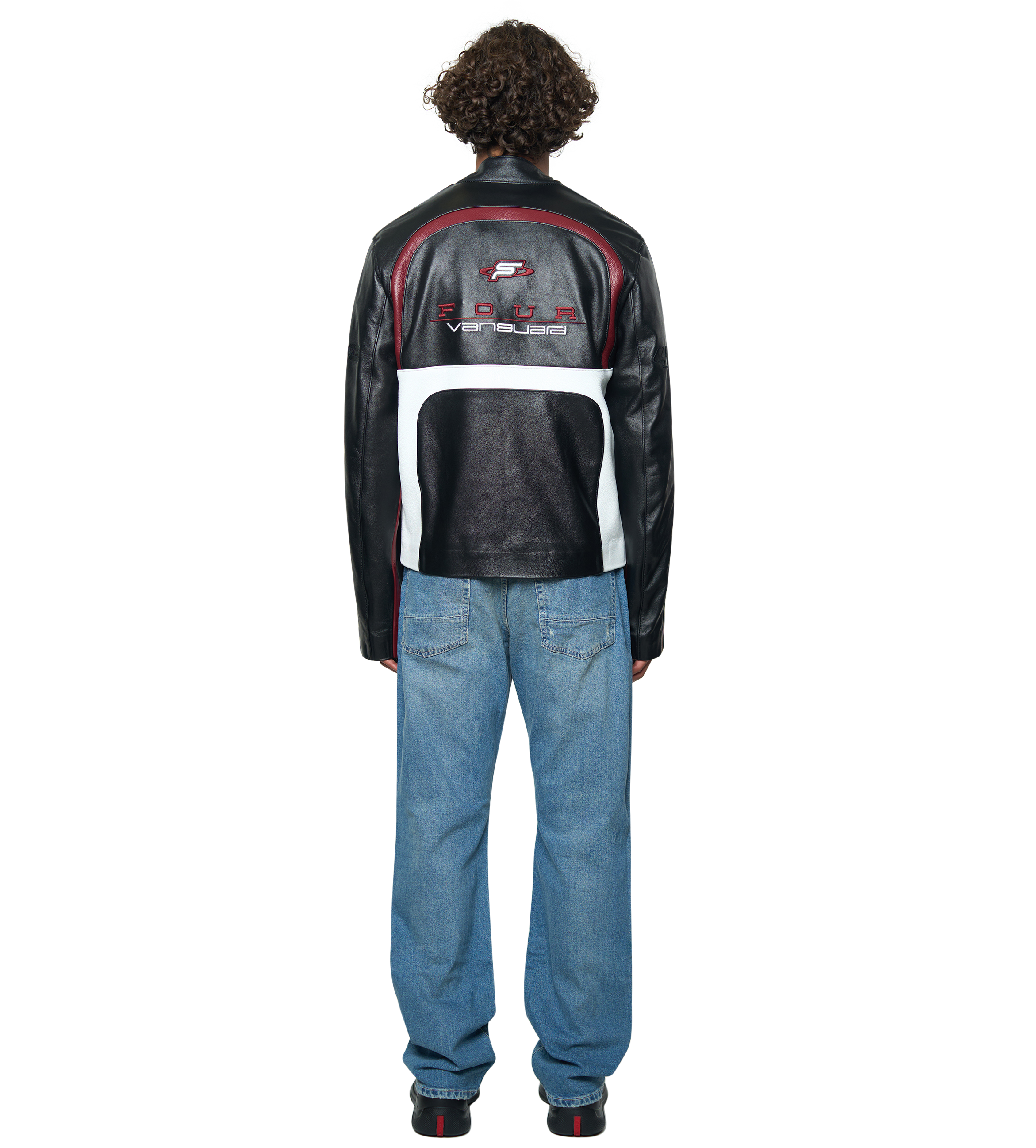 Leather Motor Jacket Black/ Red