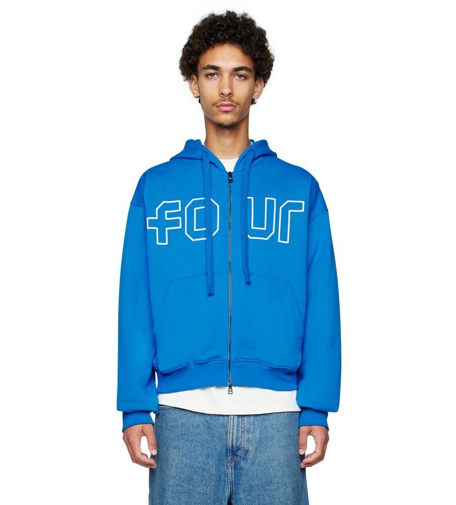 Outline Boxy Zip Up Hoodie Princess Blue/ Cannoli