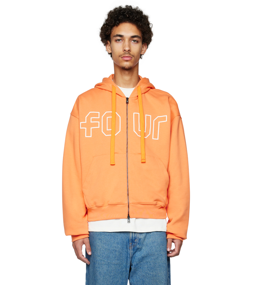 Outline Boxy Zip Up Hoodie Dusty Orange/ Cannoli