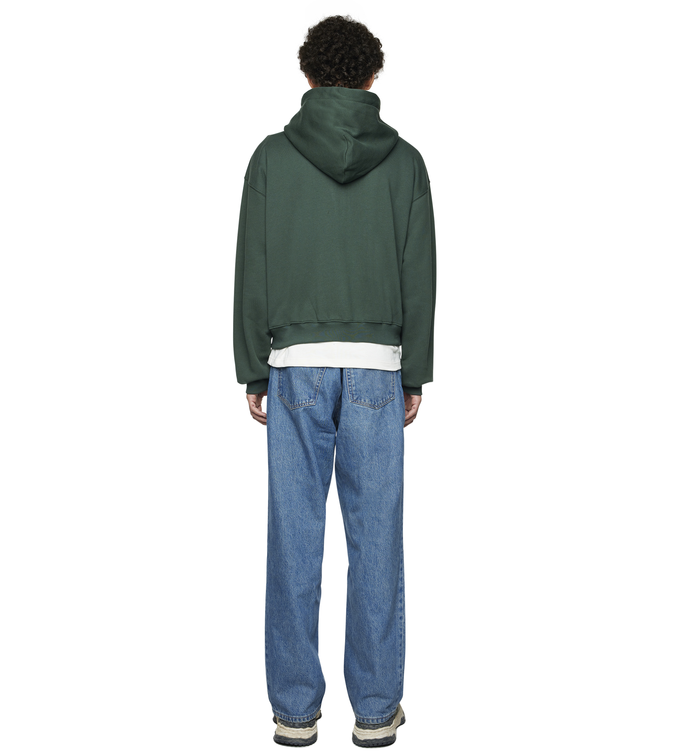 Outline Boxy Zip Up Hoodie Deep Forest/ Dusty Orange