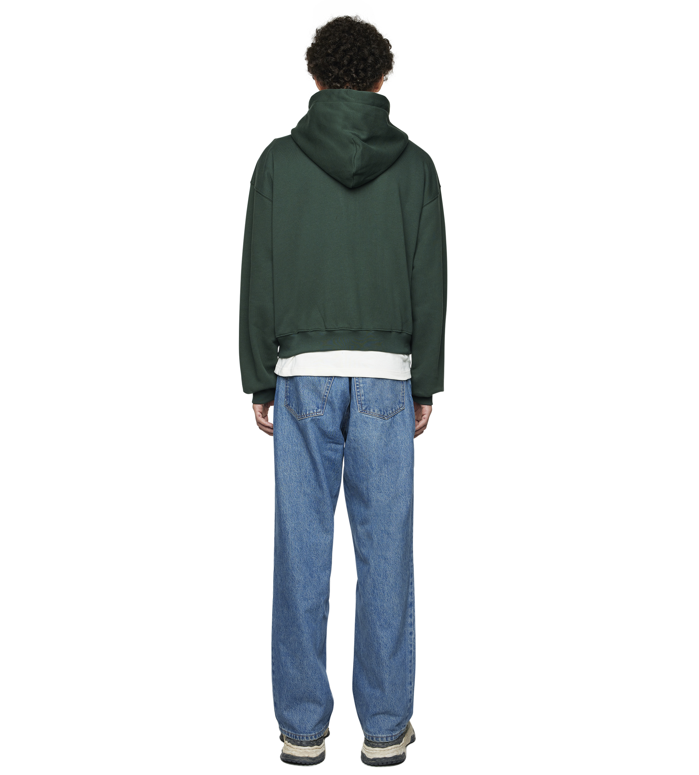 Outline Boxy Zip Up Hoodie Deep Forest/ Dusty Orange