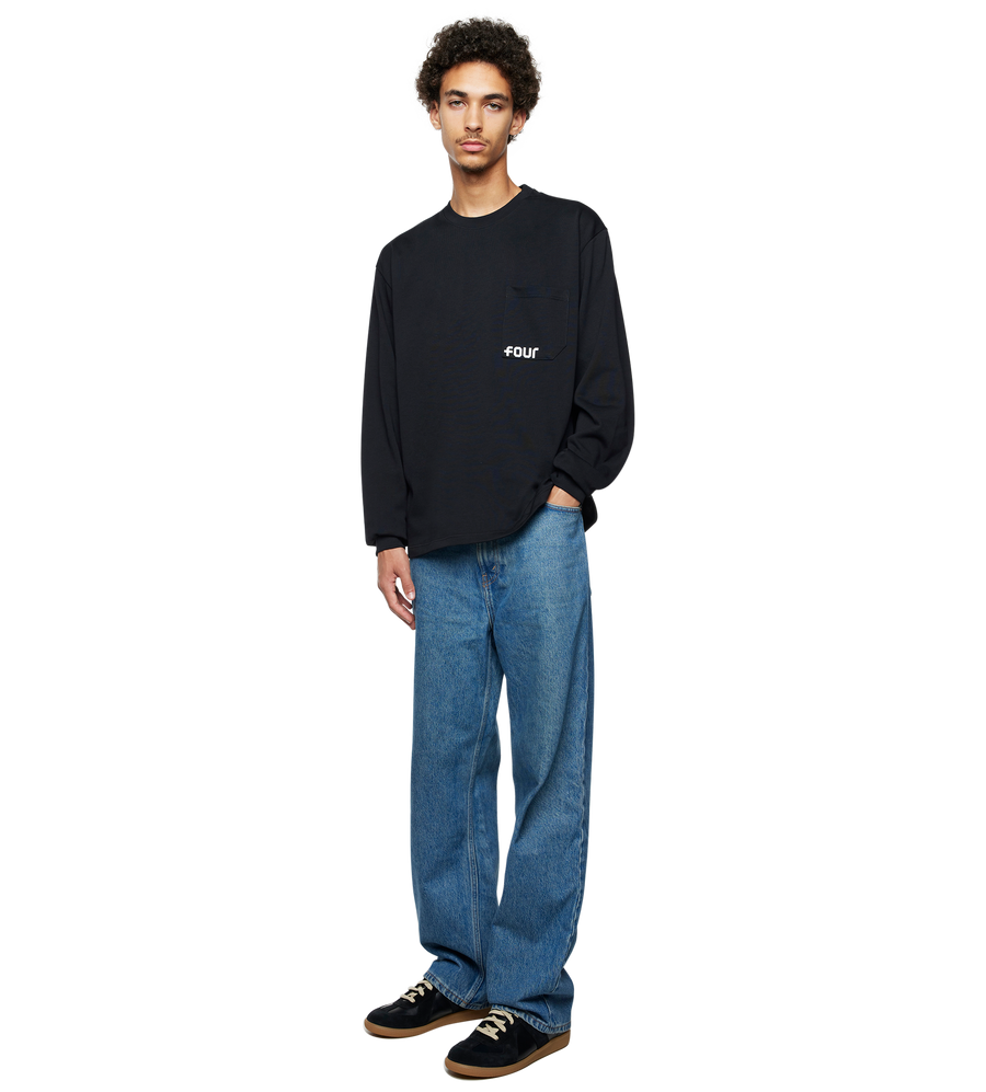 Logo Long Sleeve Pocket T-shirt Black