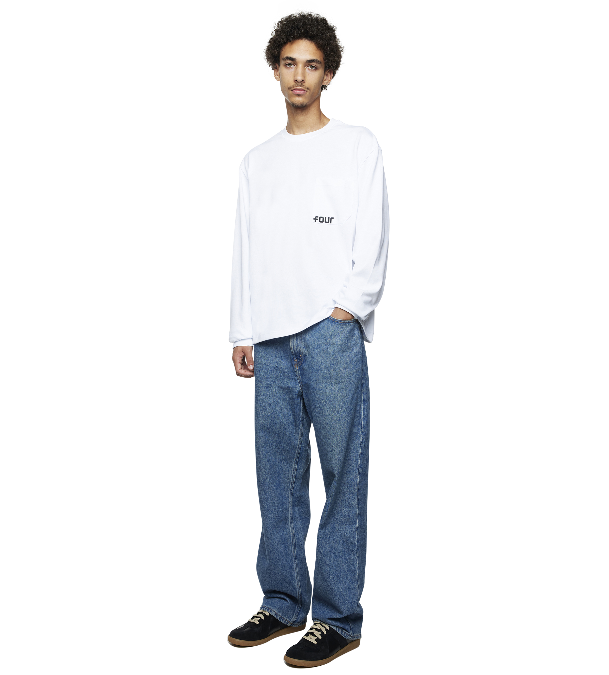 Logo Long Sleeve Pocket T-shirt - White