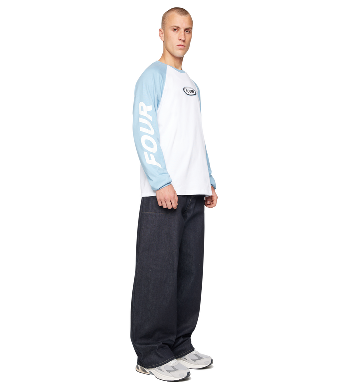 Reconstructed Raglan Longsleeve Blue/ White